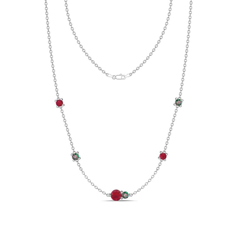 Linea 0.58 ctw Ruby (4 mm) and Created Alexandrite Women Station Necklace 