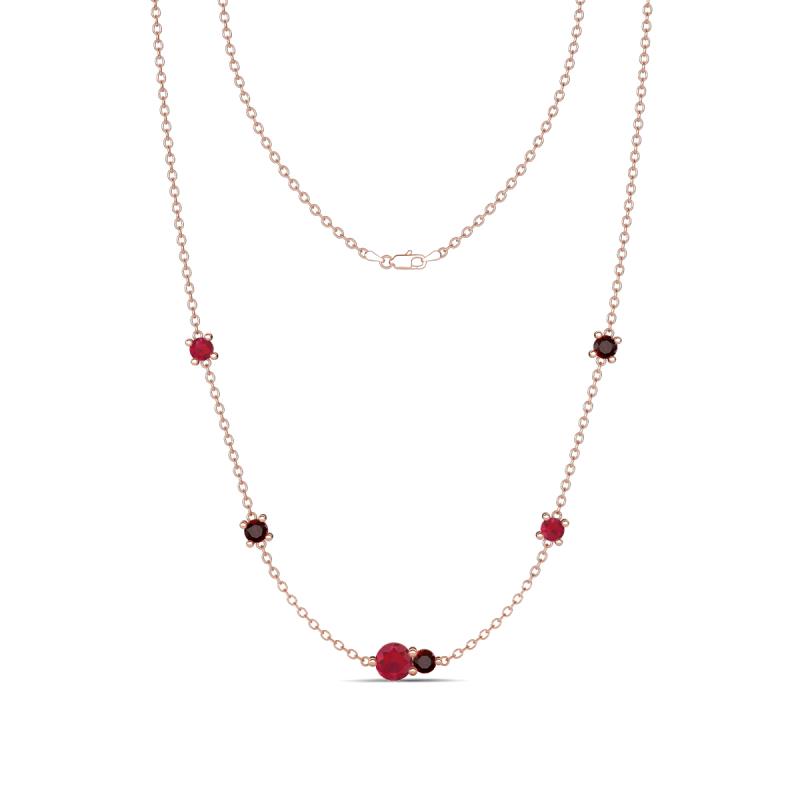 Linea 0.58 ctw Ruby (4 mm) and Red Garnet Women Station Necklace 