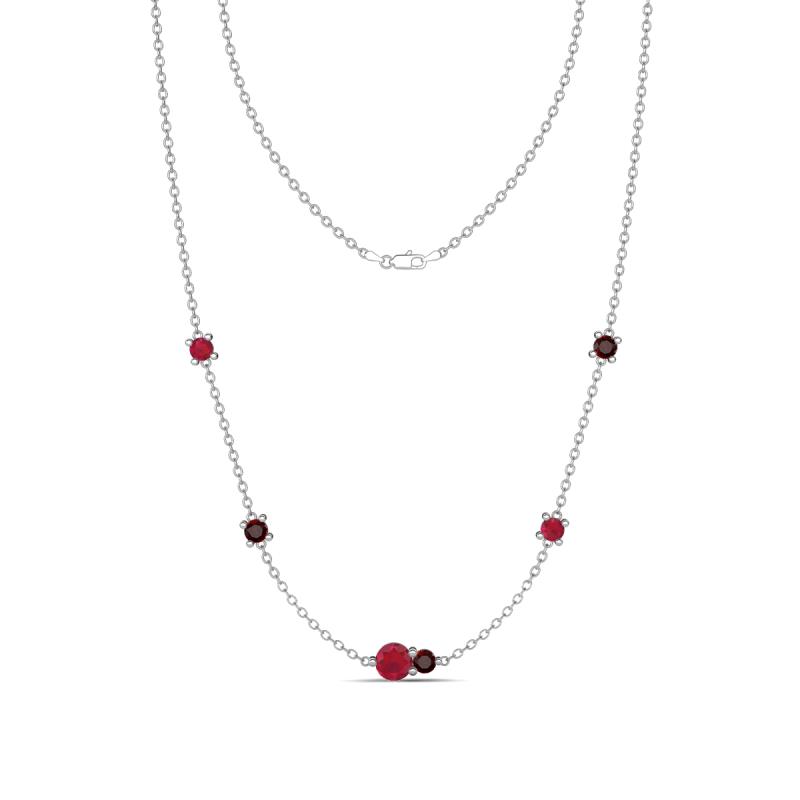 Linea 0.58 ctw Ruby (4 mm) and Red Garnet Women Station Necklace 