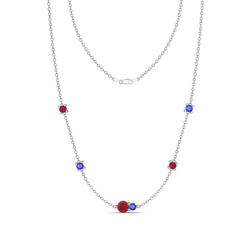 Linea 0.56 ctw Ruby (4 mm) and Tanzanite Women Station Necklace 
