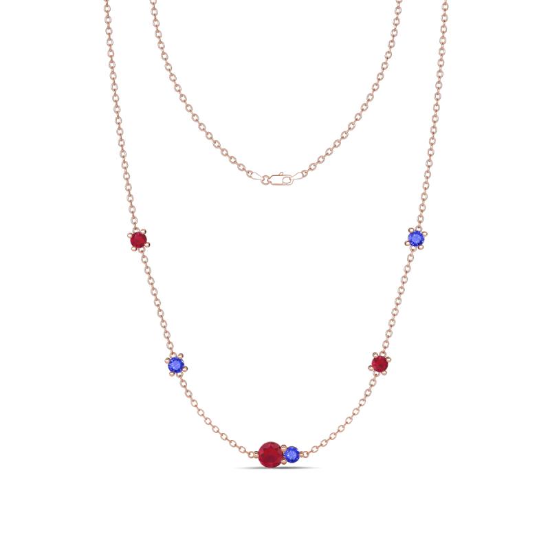 Linea 0.56 ctw Ruby (4 mm) and Tanzanite Women Station Necklace 