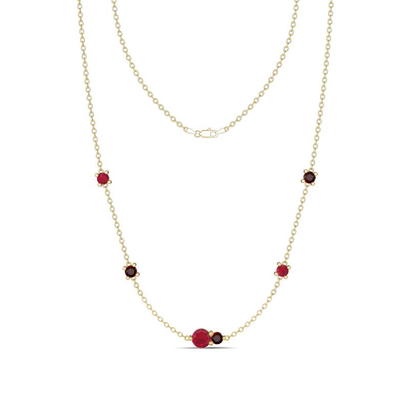 Linea 0.58 ctw Ruby (4 mm) and Red Garnet Women Station Necklace 