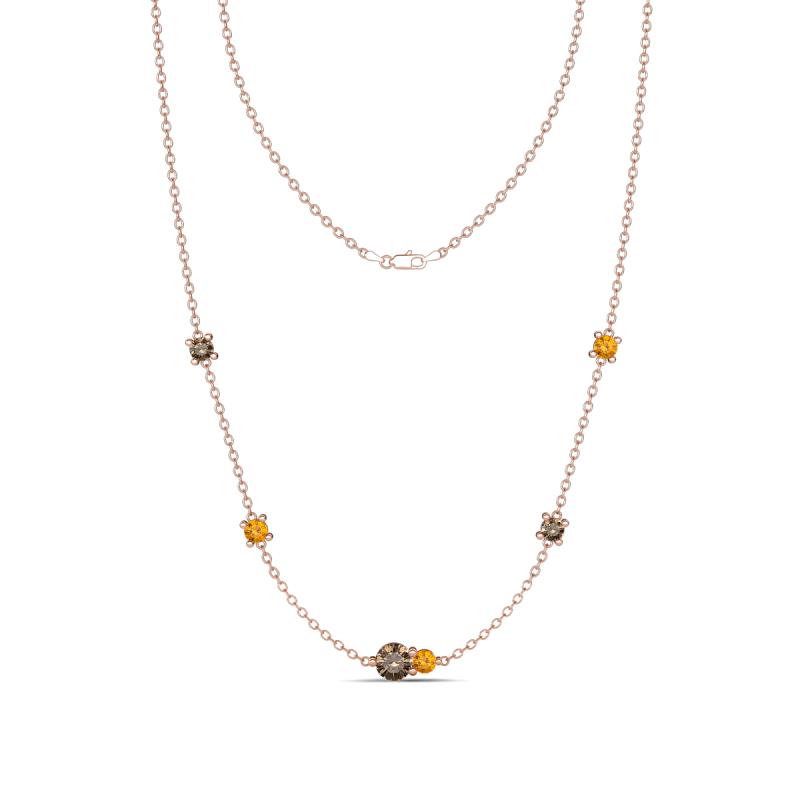 Linea 0.48 ctw Smoky Quartz (4 mm) and Citrine Women Station Necklace 