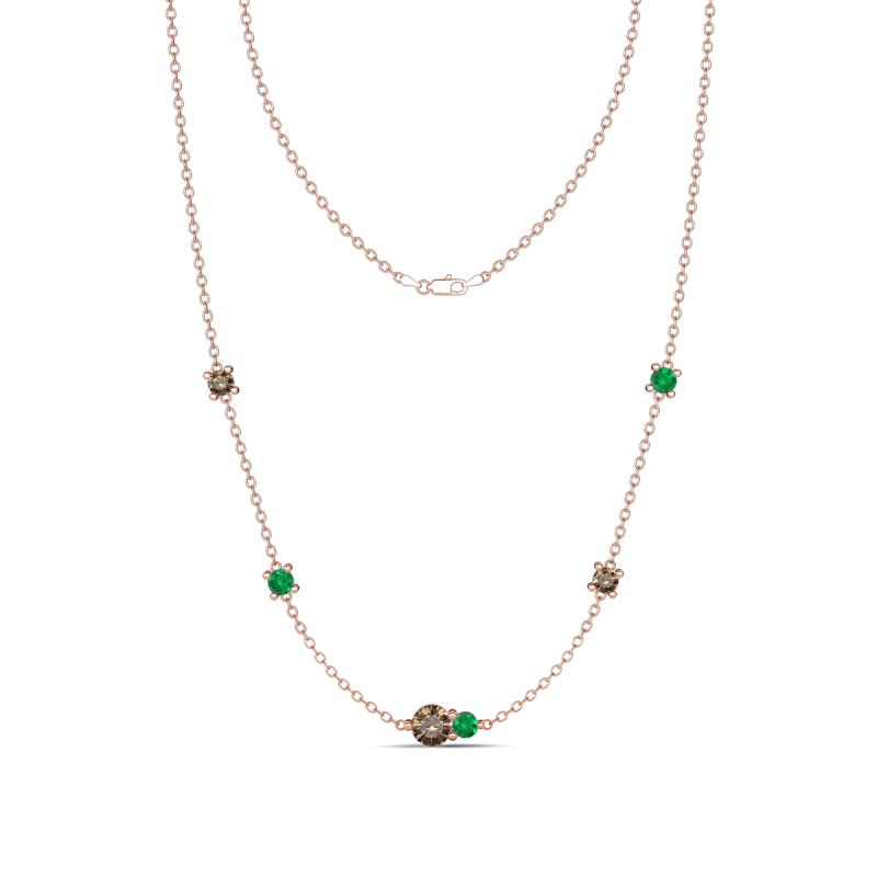 Linea 0.48 ctw Smoky Quartz (4 mm) and Emerald Women Station Necklace 