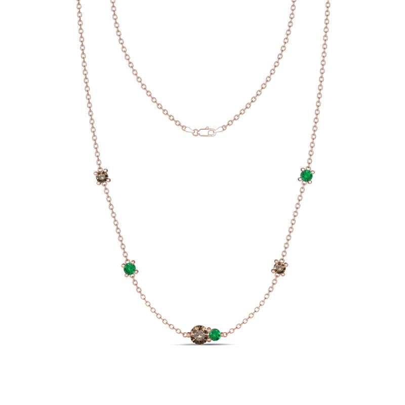 Linea 0.48 ctw Smoky Quartz (4 mm) and Emerald Women Station Necklace 