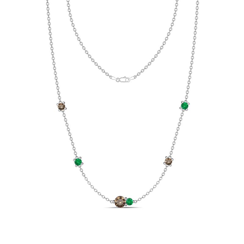 Linea 0.48 ctw Smoky Quartz (4 mm) and Emerald Women Station Necklace 