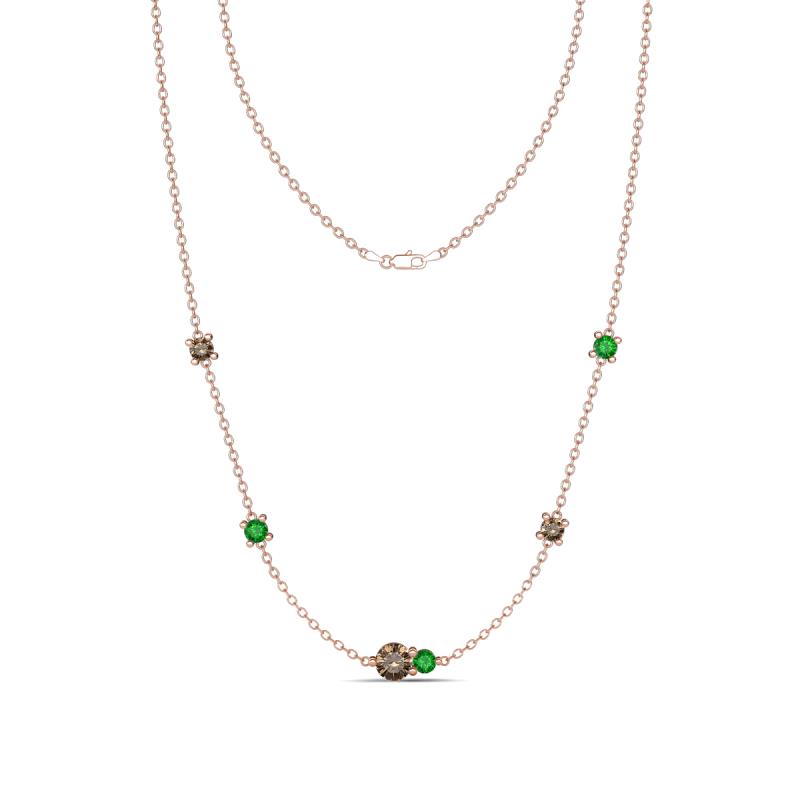 Linea 0.56 ctw Smoky Quartz (4 mm) and Green Garnet Women Station Necklace 