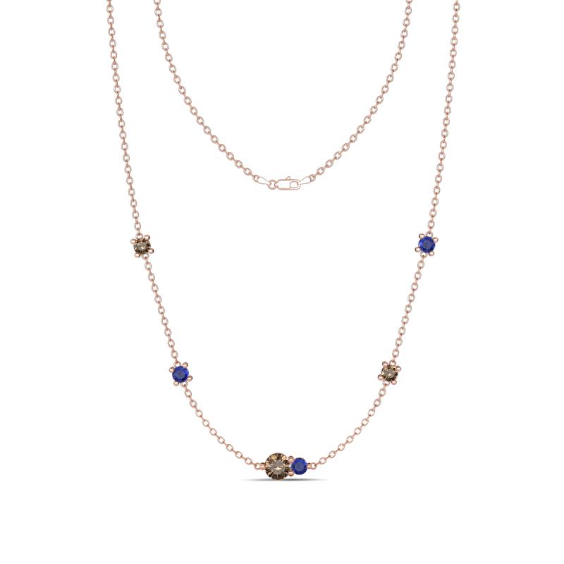 Linea 0.48 ctw Smoky Quartz (4 mm) and Iolite Women Station Necklace 