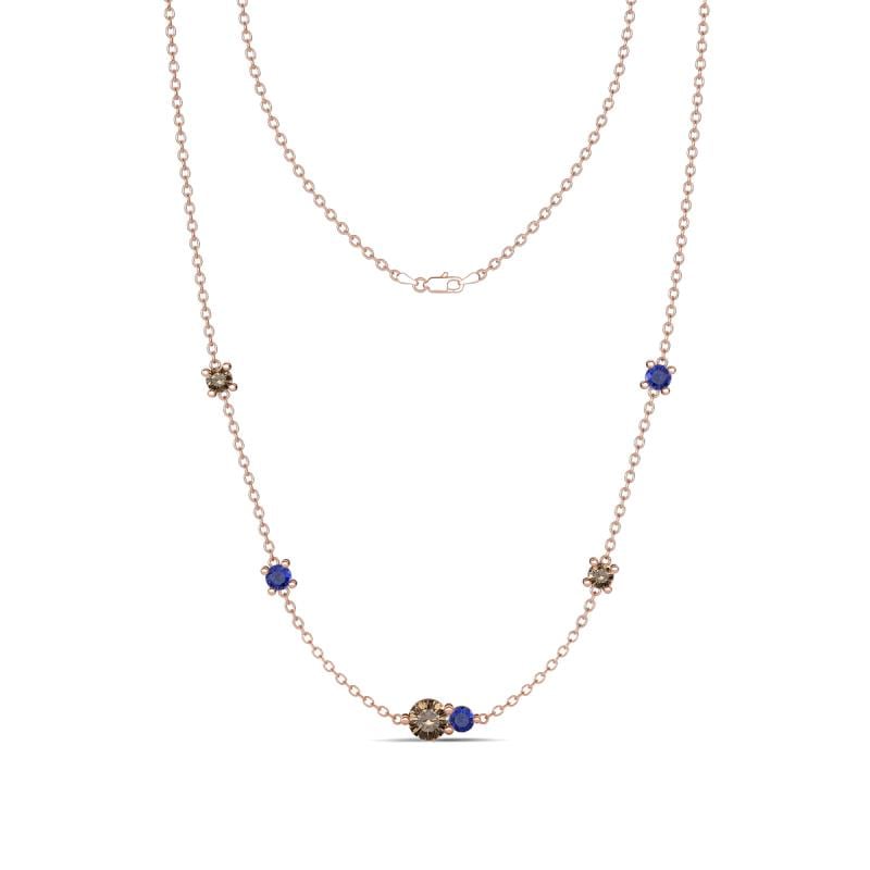 Linea 0.48 ctw Smoky Quartz (4 mm) and Iolite Women Station Necklace 
