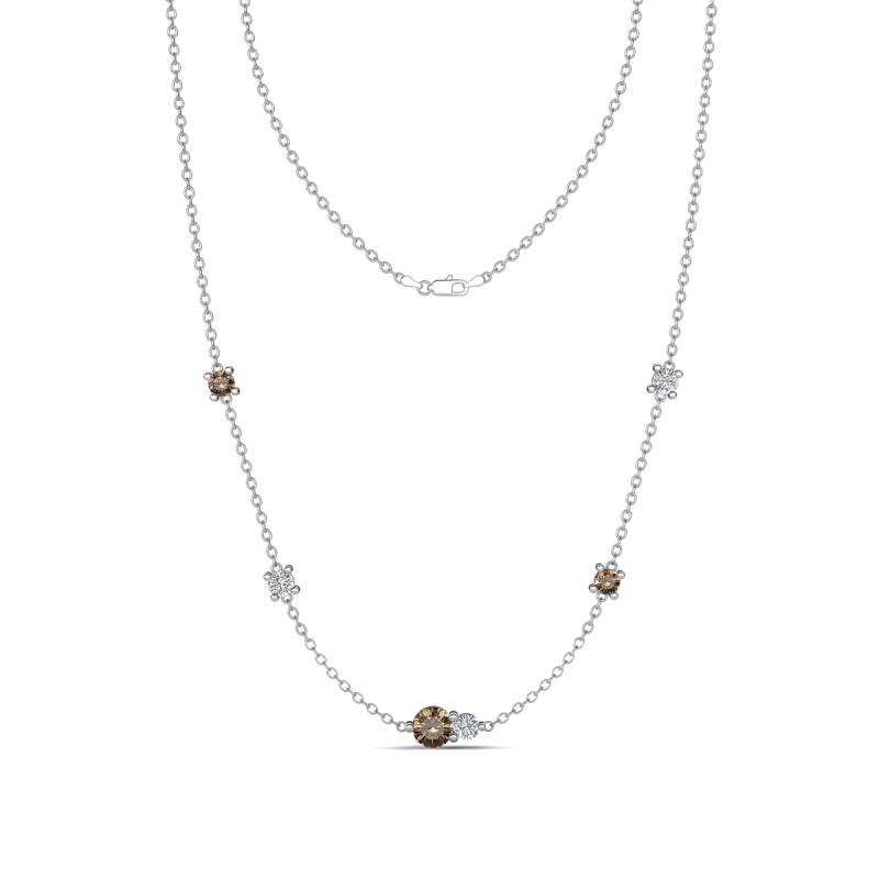 Linea 0.54 ctw Smoky Quartz (4 mm) and Lab Grown Diamond Women Station Necklace 