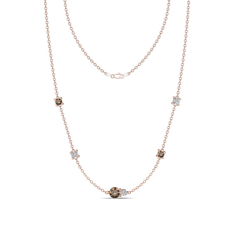 Linea 0.54 ctw Smoky Quartz (4 mm) and Natural Diamond Women Station Necklace 