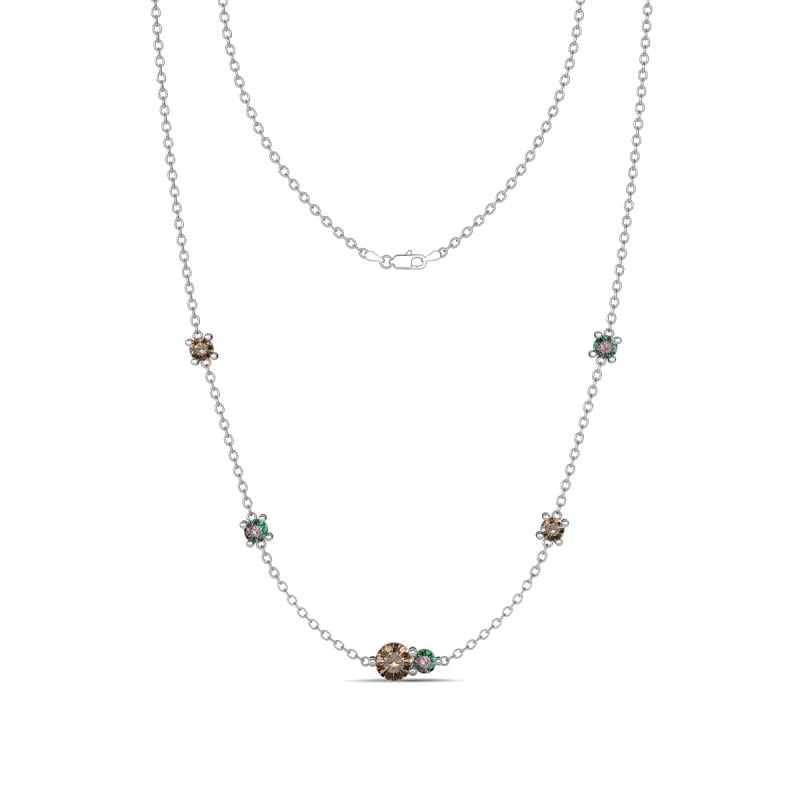 Linea 0.56 ctw Smoky Quartz (4 mm) and Created Alexandrite Women Station Necklace 