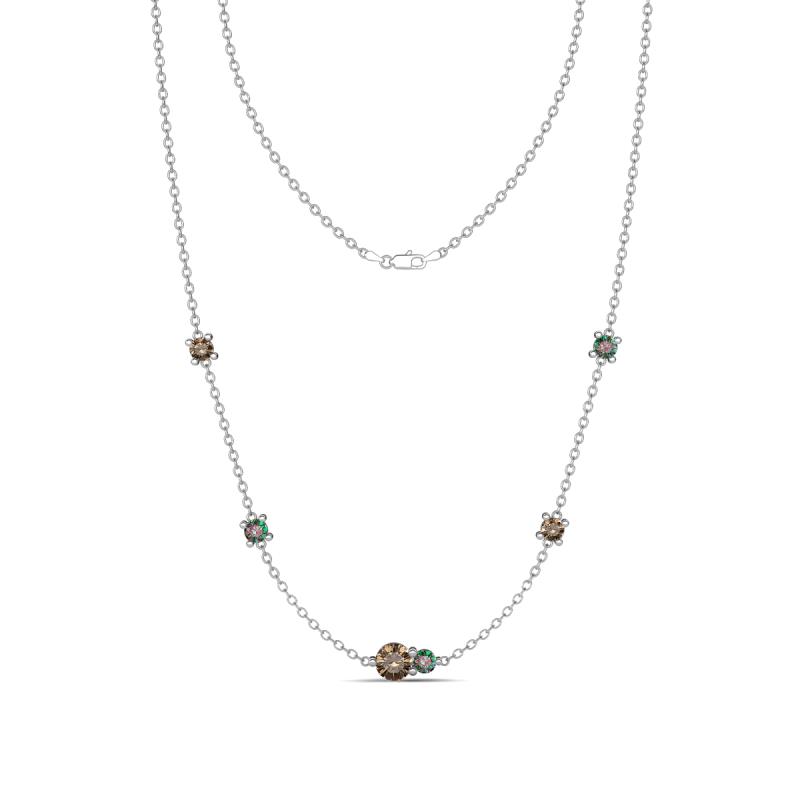Linea 0.56 ctw Smoky Quartz (4 mm) and Created Alexandrite Women Station Necklace 