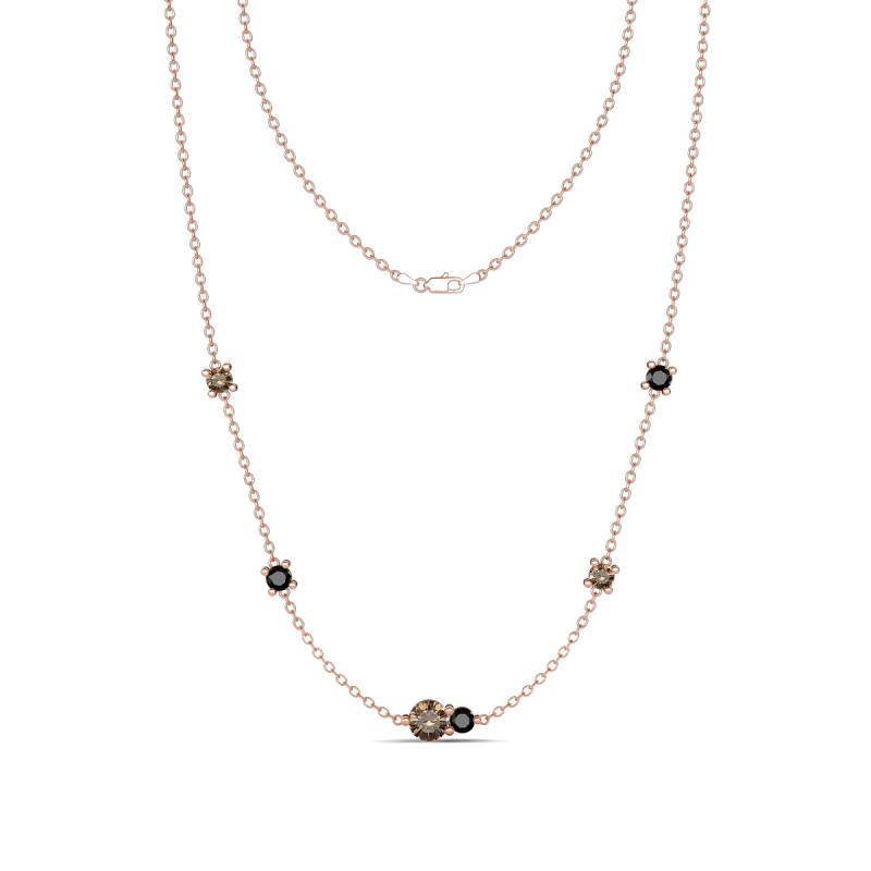 Linea 0.54 ctw Smoky Quartz (4 mm) and Black Diamond Women Station Necklace 
