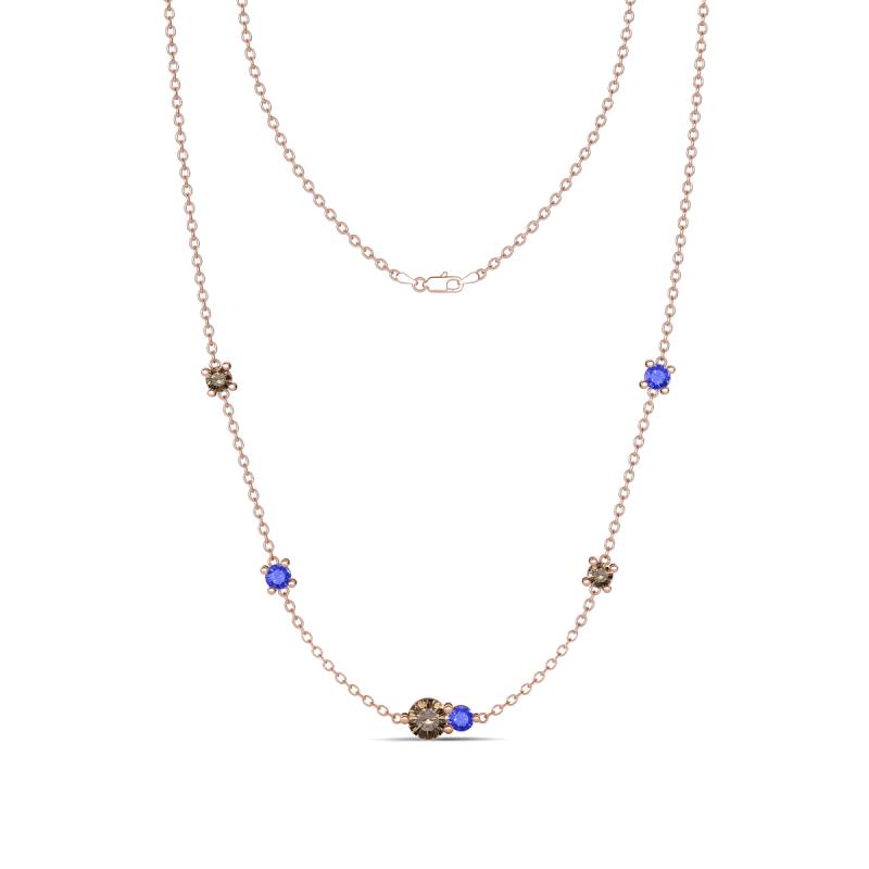 Linea 0.54 ctw Smoky Quartz (4 mm) and Tanzanite Women Station Necklace 