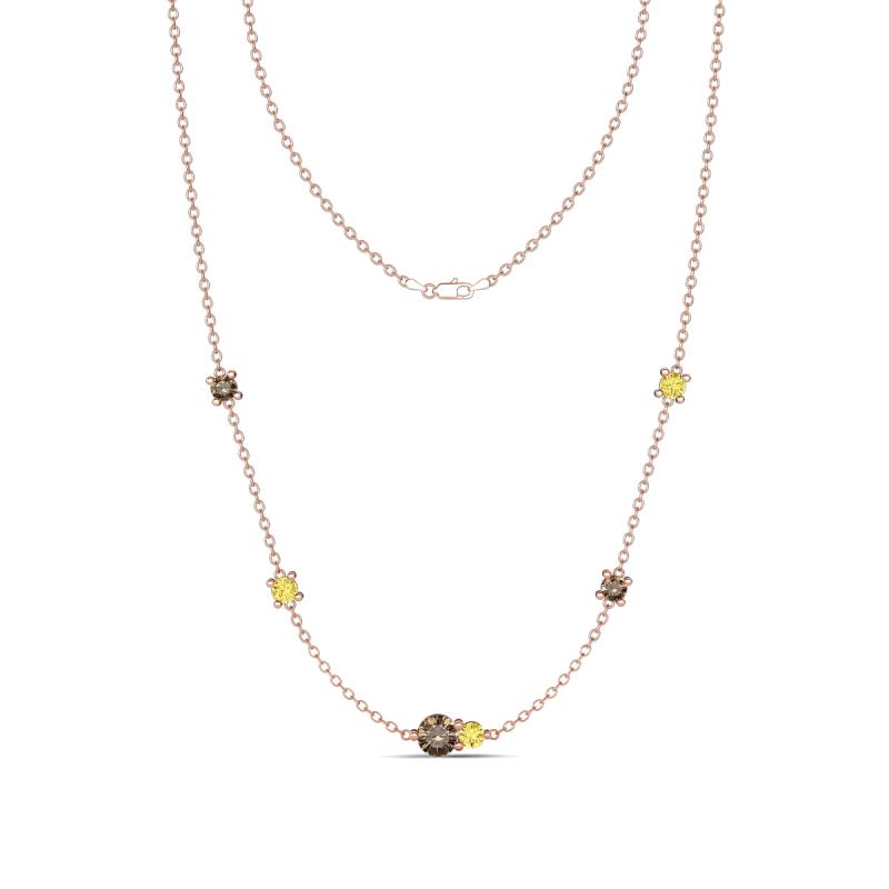 Linea 0.57 ctw Smoky Quartz (4 mm) and Yellow Sapphire Women Station Necklace 