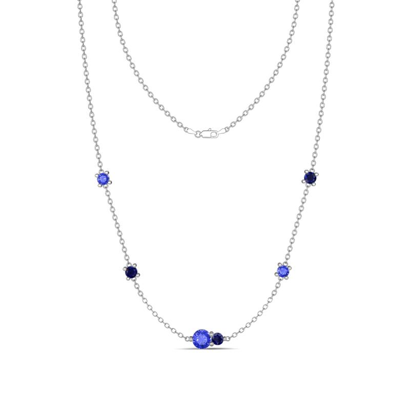 Linea 0.55 ctw Tanzanite (4 mm) and Blue Sapphire Women Station Necklace 