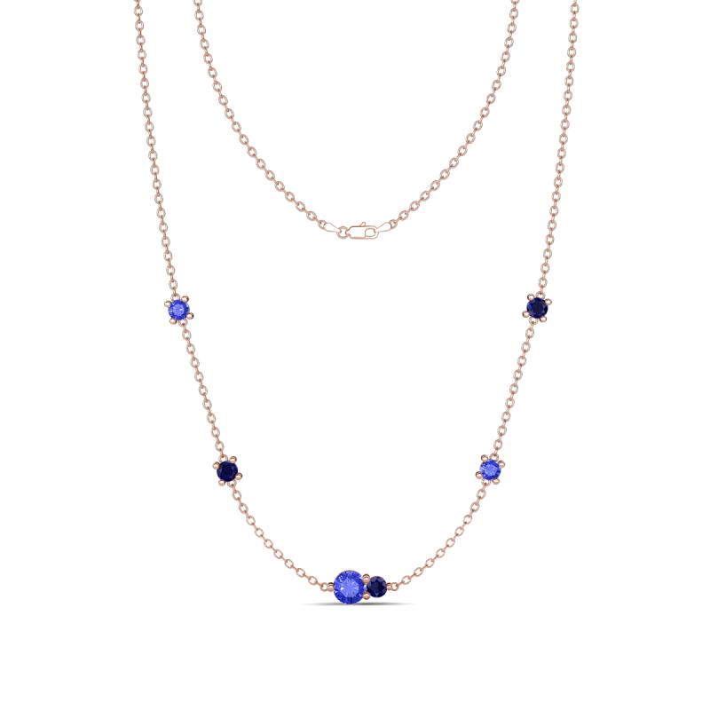 Linea 0.55 ctw Tanzanite (4 mm) and Blue Sapphire Women Station Necklace 