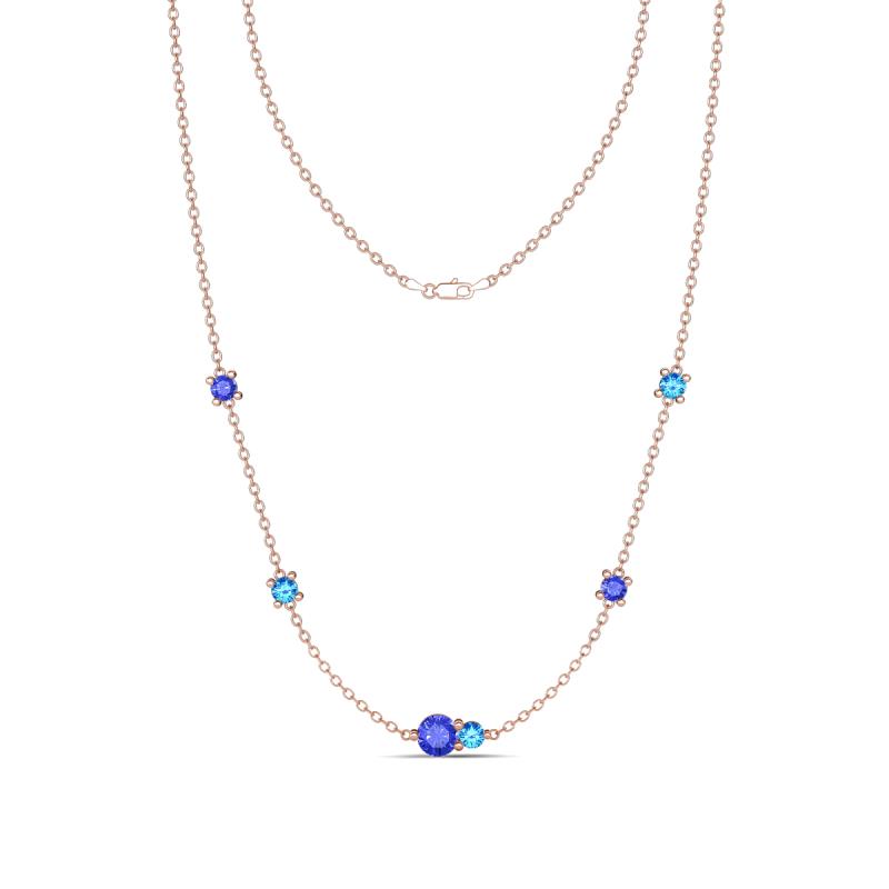 Linea 0.50 ctw Tanzanite (4 mm) and Blue Topaz Women Station Necklace 