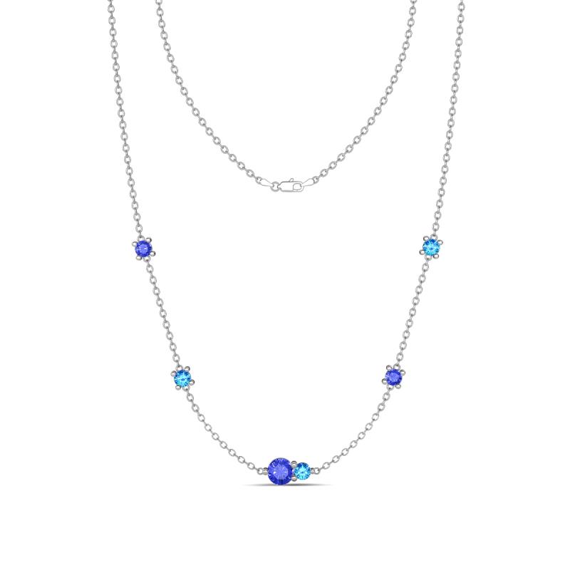 Linea 0.50 ctw Tanzanite (4 mm) and Blue Topaz Women Station Necklace 