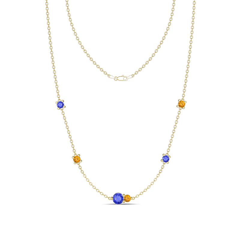 Linea 0.47 ctw Tanzanite (4 mm) and Citrine Women Station Necklace 