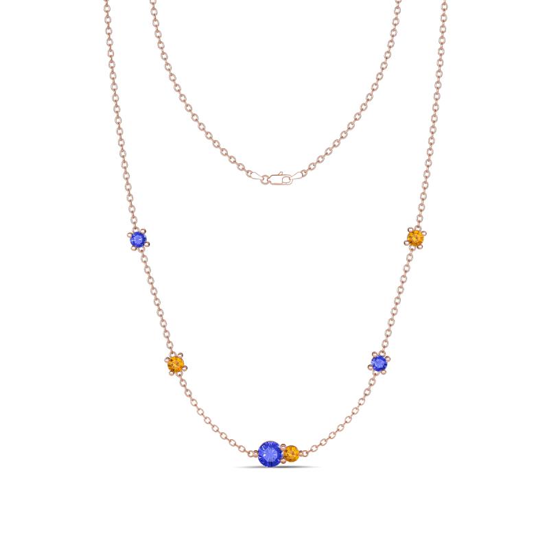 Linea 0.47 ctw Tanzanite (4 mm) and Citrine Women Station Necklace 