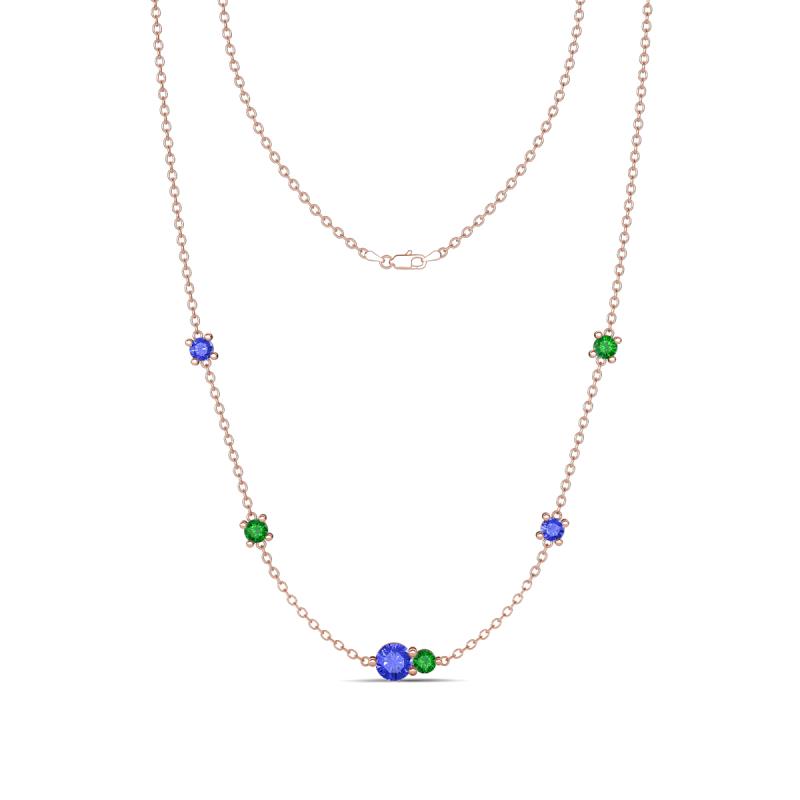 Linea 0.56 ctw Tanzanite (4 mm) and Green Garnet Women Station Necklace 
