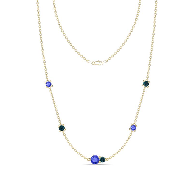 Linea 0.54 ctw Tanzanite (4 mm) and London Blue Topaz Women Station Necklace 