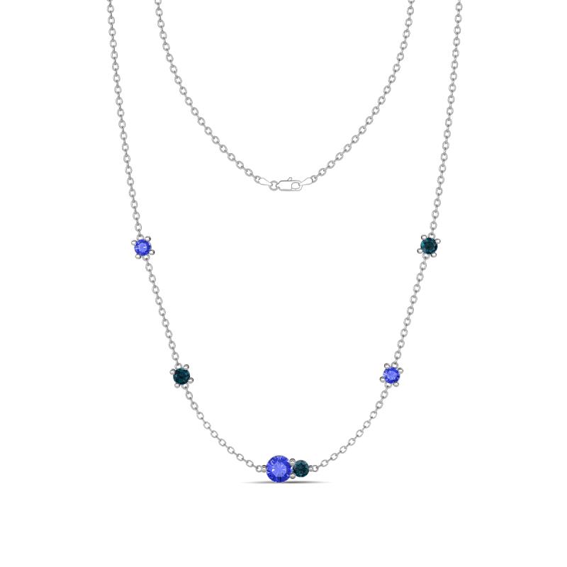 Linea 0.54 ctw Tanzanite (4 mm) and London Blue Topaz Women Station Necklace 