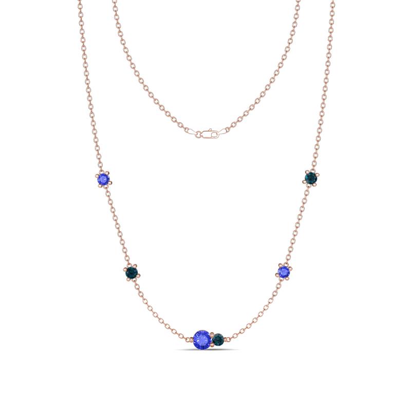 Linea 0.54 ctw Tanzanite (4 mm) and London Blue Topaz Women Station Necklace 