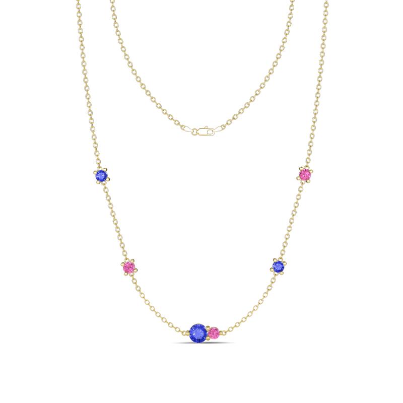 Linea 0.56 ctw Tanzanite (4 mm) and Pink Sapphire Women Station Necklace 