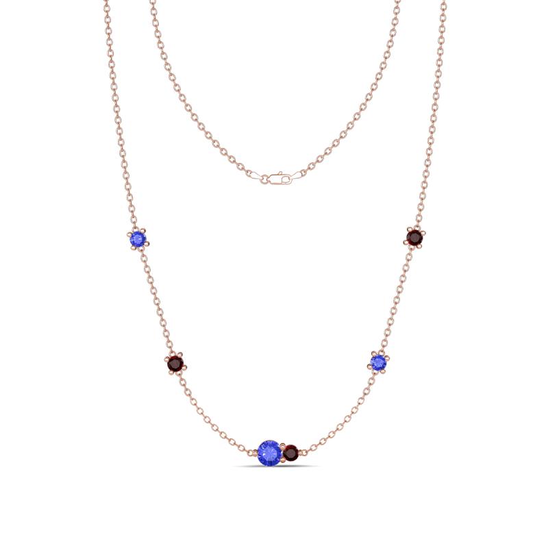 Linea 0.56 ctw Tanzanite (4 mm) and Red Garnet Women Station Necklace 