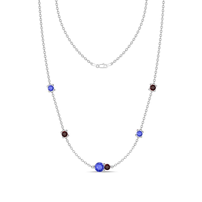 Linea 0.56 ctw Tanzanite (4 mm) and Red Garnet Women Station Necklace 
