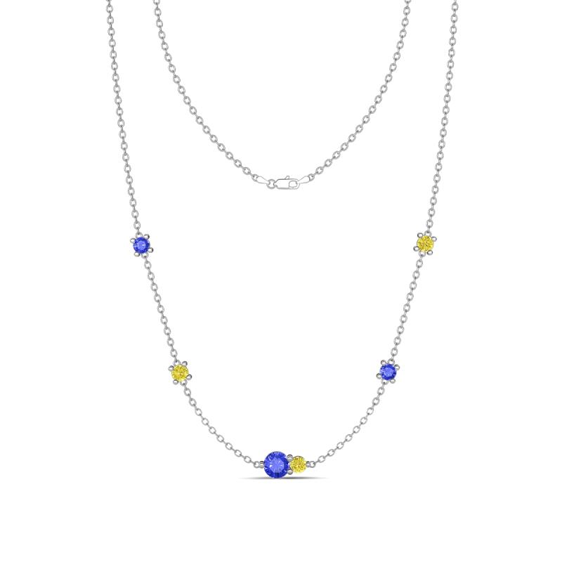 Linea 0.53 ctw Tanzanite (4 mm) and Yellow Diamond Women Station Necklace 