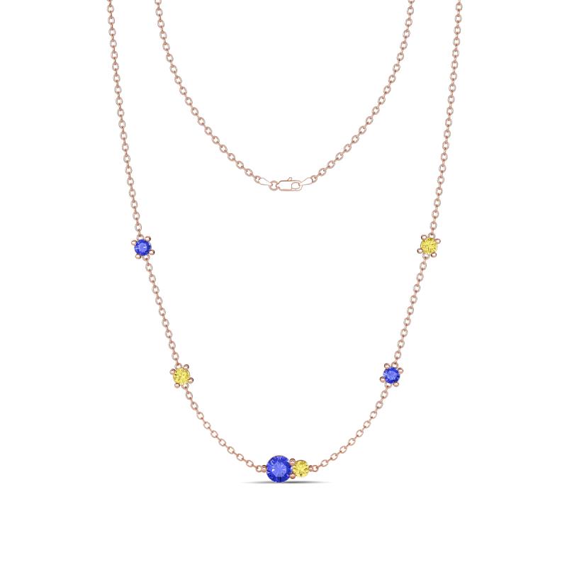Linea 0.56 ctw Tanzanite (4 mm) and Yellow Sapphire Women Station Necklace 