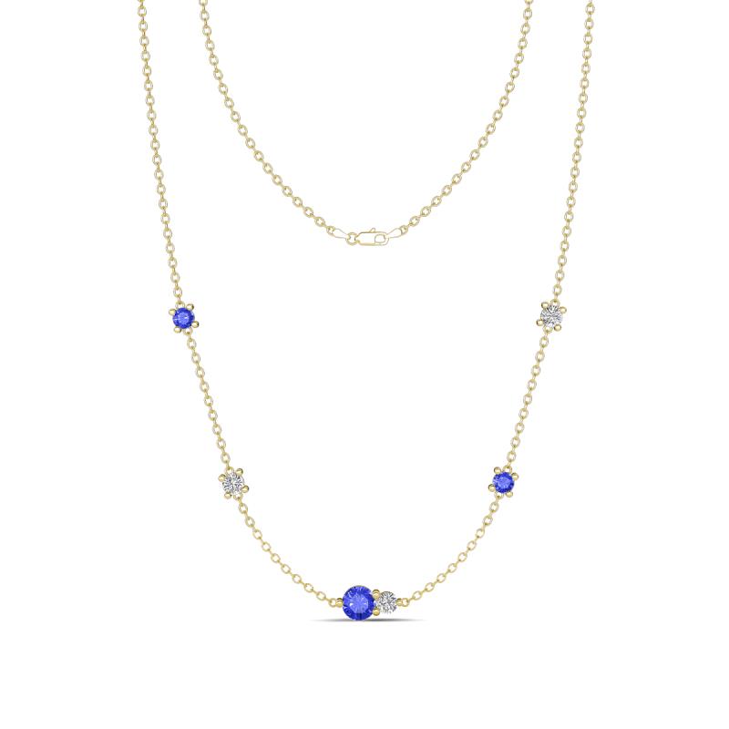 Linea 0.53 ctw Tanzanite (4 mm) and Lab Grown Diamond Women Station Necklace 