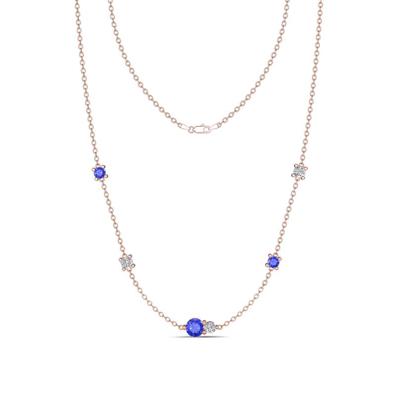 Linea 0.53 ctw Tanzanite (4 mm) and Natural Diamond Women Station Necklace 