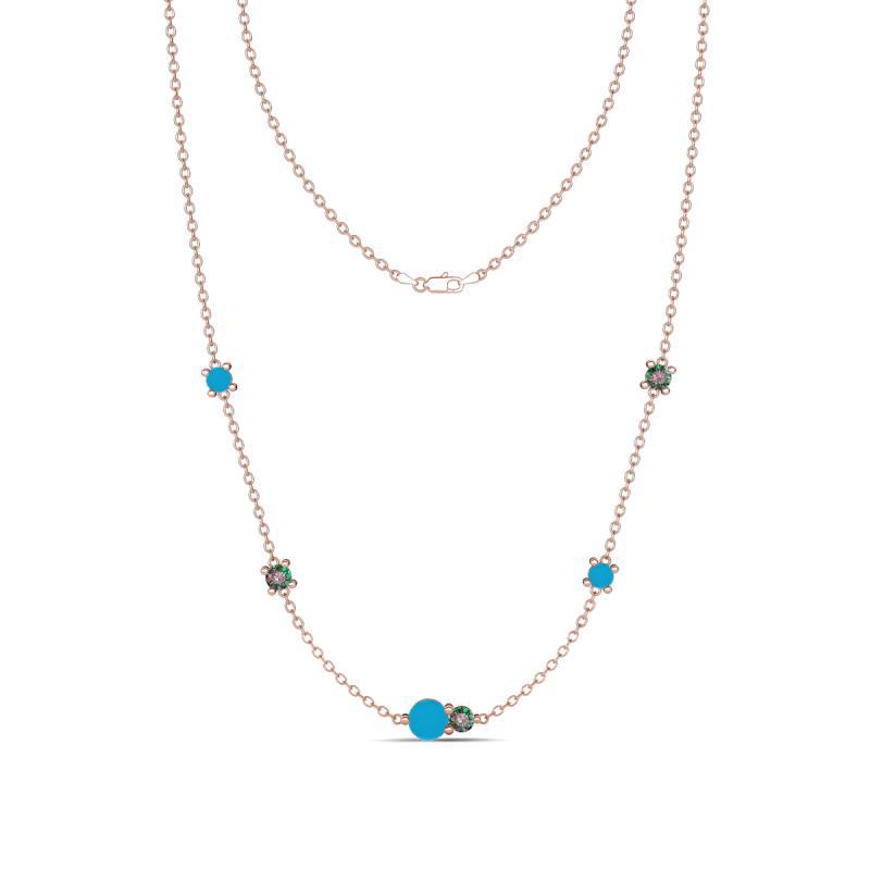 Linea 0.46 ctw Turquoise (4 mm) and Created Alexandrite Women Station Necklace 