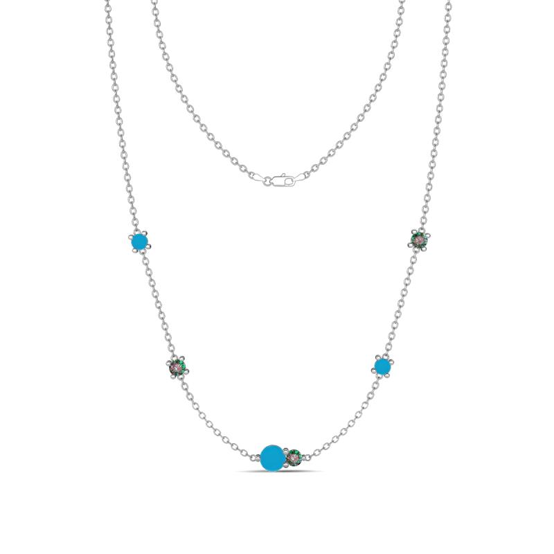 Linea 0.46 ctw Turquoise (4 mm) and Created Alexandrite Women Station Necklace 