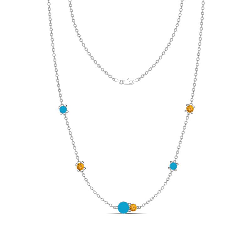 Linea 0.38 ctw Turquoise (4 mm) and Citrine Women Station Necklace 