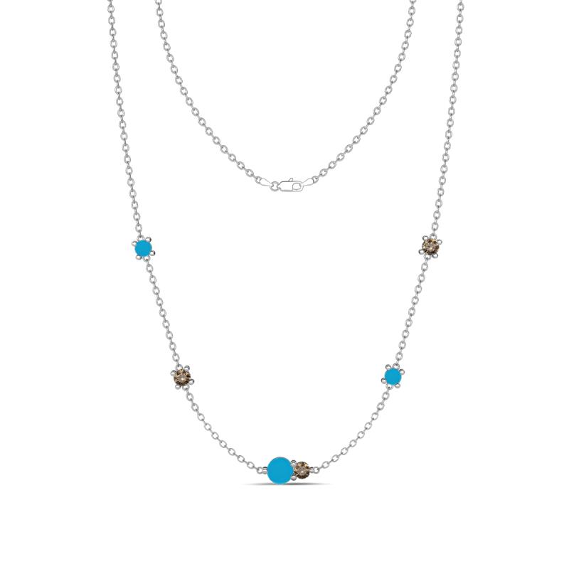 Linea 0.44 ctw Turquoise (4 mm) and Ruby Women Station Necklace 