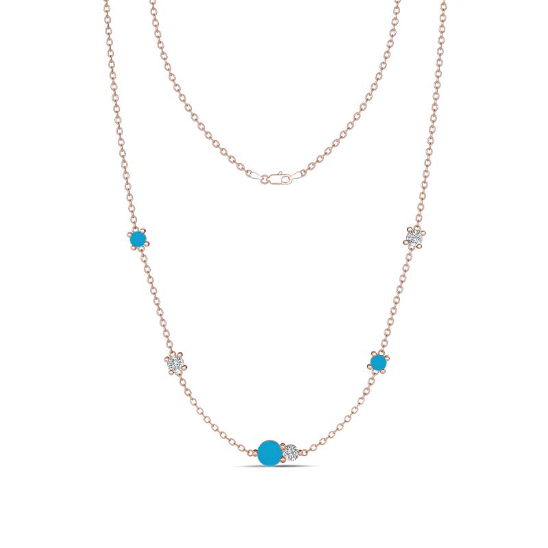 Linea 0.44 ctw Turquoise (4 mm) and Lab Grown Diamond Women Station Necklace 