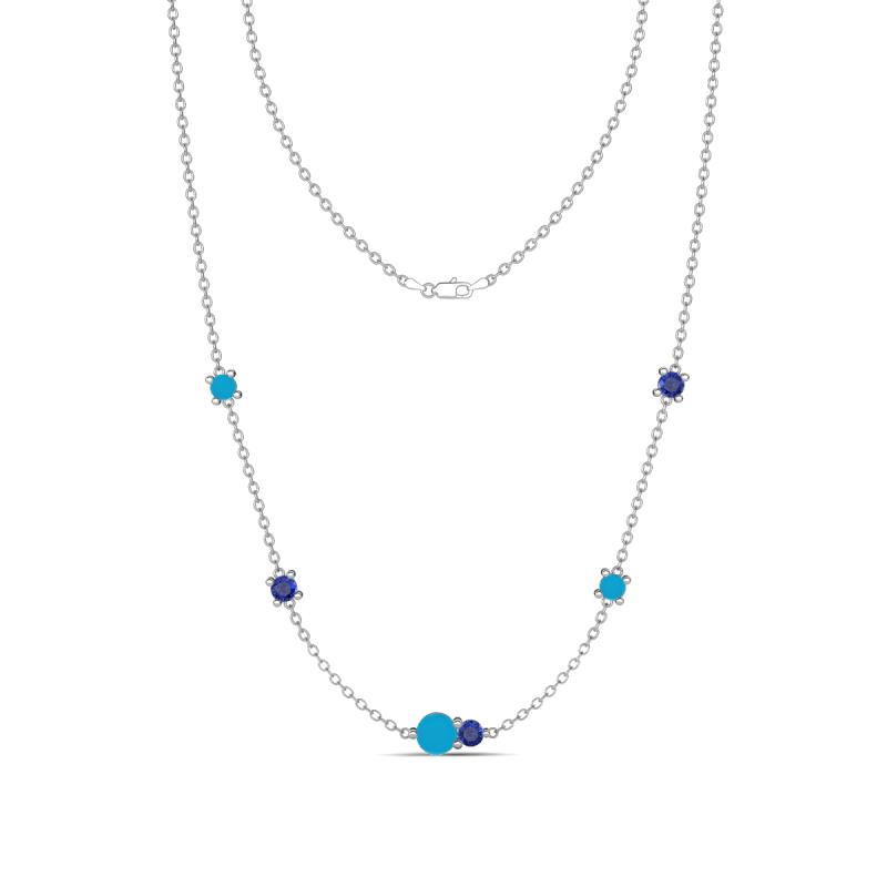 Linea 0.38 ctw Turquoise (4 mm) and Iolite Women Station Necklace 