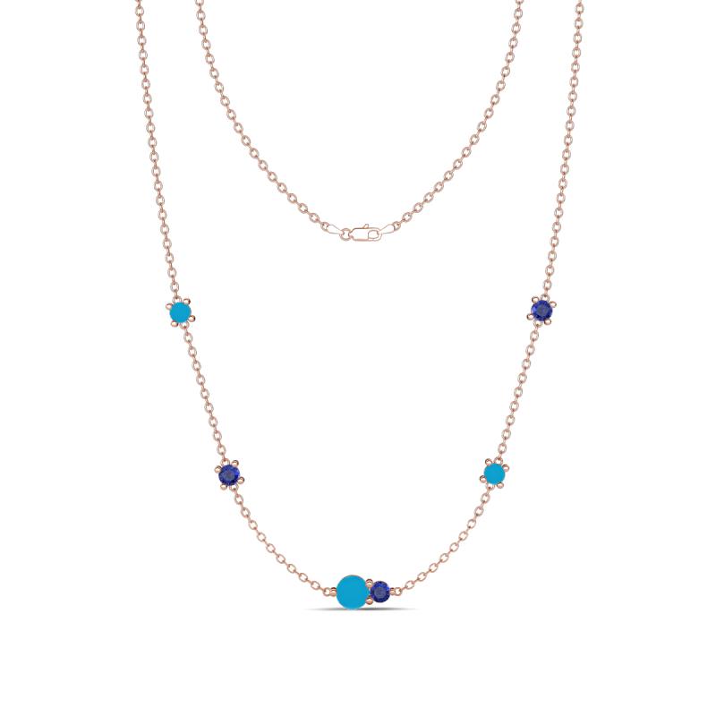 Linea 0.38 ctw Turquoise (4 mm) and Iolite Women Station Necklace 