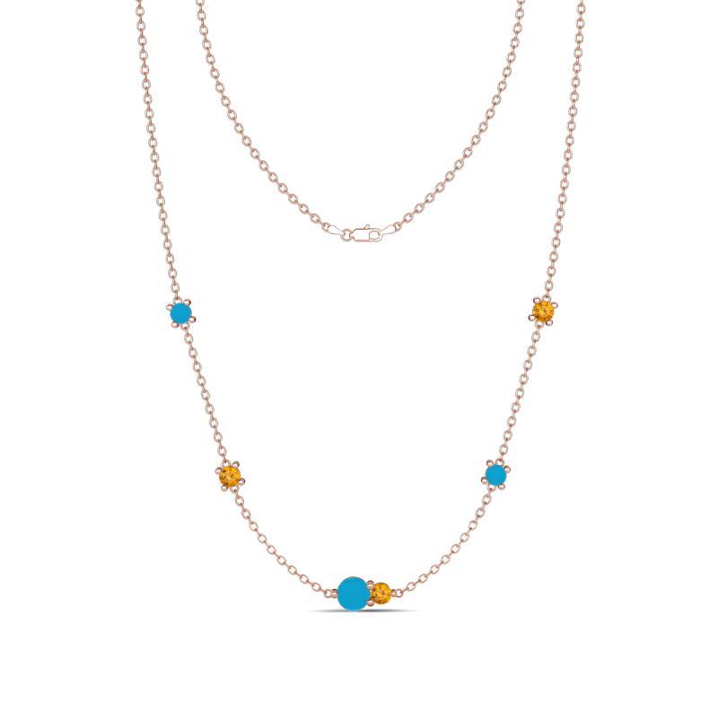 Linea 0.38 ctw Turquoise (4 mm) and Citrine Women Station Necklace 