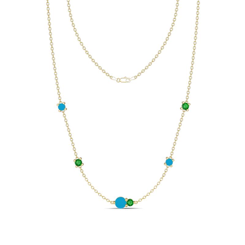 Linea 0.46 ctw Turquoise (4 mm) and Green Garnet Women Station Necklace 