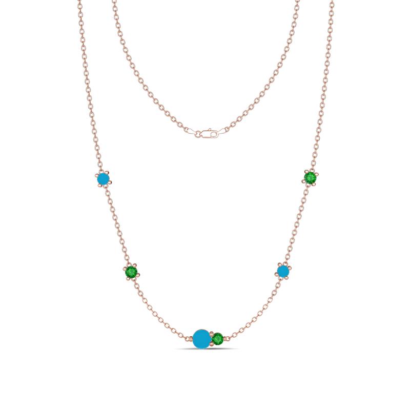 Linea 0.46 ctw Turquoise (4 mm) and Green Garnet Women Station Necklace 