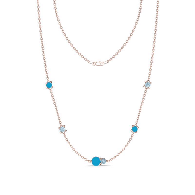 Linea 0.38 ctw Turquoise (4 mm) and Aquamarine Women Station Necklace 