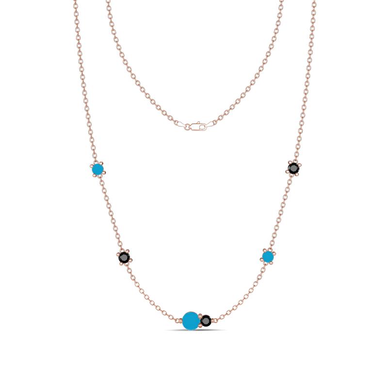 Linea 0.44 ctw Turquoise (4 mm) and Black Diamond Women Station Necklace 