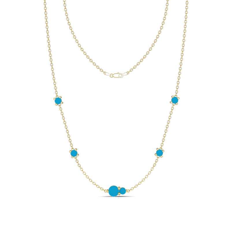 Linea 0.44 ctw Turquoise (4 mm) and Tanzanite Women Station Necklace 